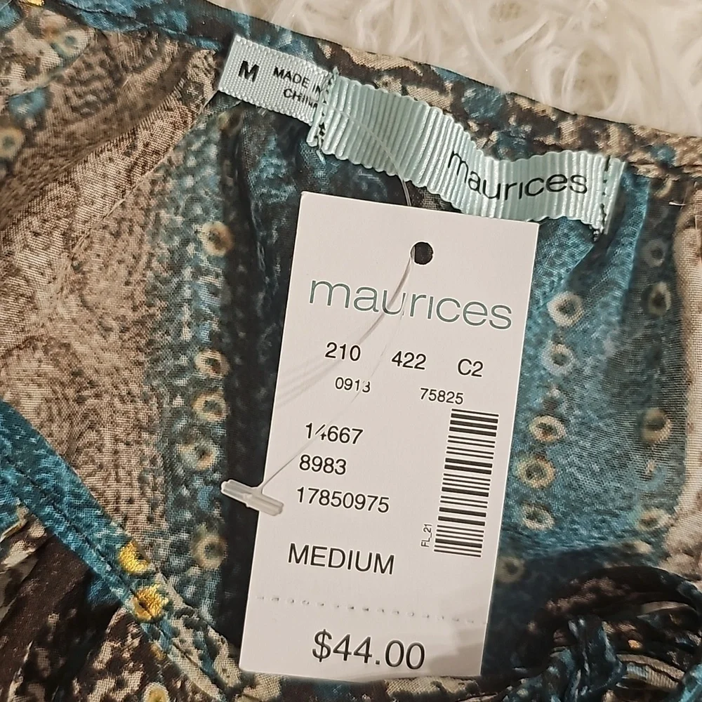 NWT Maurices short sleeve high low lined multi color dress size medium